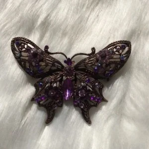 Hübsche lila Edelstein großer Schmetterling 🦋 Ring Brosche Anstecknadel Modeschmuck Damen - Bild 1 von 7