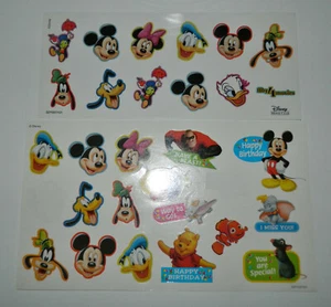 Set of 2 SHEETS Disney Movie Club HAPPY BIRTHDAY Mickey Minnie Donald STICKERS - Picture 1 of 3