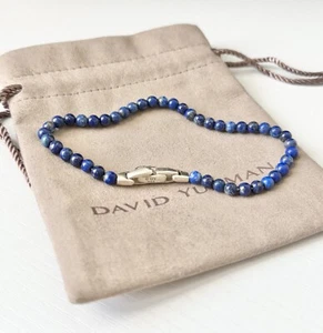 David Yurman 4mm Lapis Lazuli Spiritual Beads Bracelet in Sterling Silver 8.5" - Picture 1 of 3