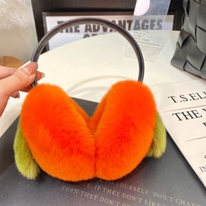 Orejeras de piel de conejo real para mujeres orejeras cálidas orejera protector de oreja estilo - Imagen 1 de 24