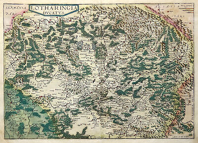 Lothringen Saarland Original Altkolorierte Kupferstich Landkarte De Jode 1593 • 1,250€