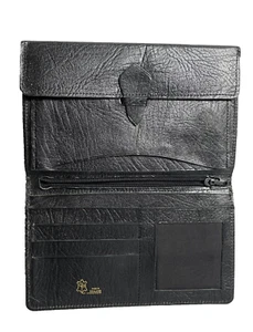 Vintage leather wallet black Made in Britain Traditional design em - Picture 1 of 4