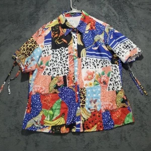 Shein Curve Women's Size 2XL Short Sleeve Beach Shirt Cruise Floral Animal Print - Picture 1 of 8