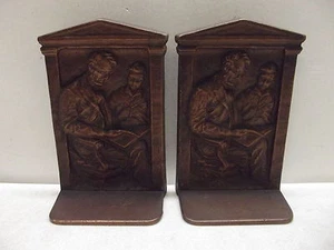 ART DECO BRONZE PATINA 1922 O P MULLER CAST IRON ABRAHAM LINCOLN BOOKENDS - Bild 1 von 9