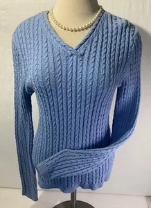 Talbots Woman’s Sweater Size M Color Light Blue Knit V-neck Long Sleeves - Bild 1 von 10