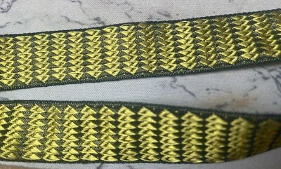 vintage embroidered jacquard 3/4" ribbon black gold  1yd made in France - Image 1 of 4