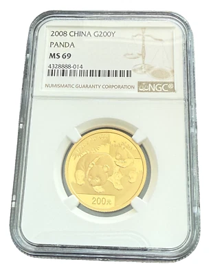 China 2008 Gold 1/2 oz 200 Yuan NGC MS69 Panda - Image 1 of 2