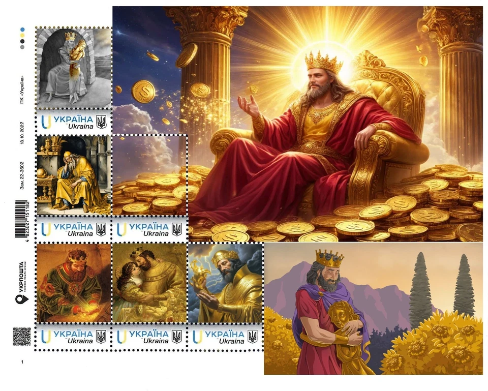 Украина 2025, древнегреческий король Мидас, золото, искусство, лист 6v - Изображение 1 из 1