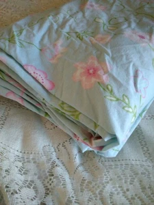 Pottery Barn Kids Twin Duvet Cover Cotton Blue Pink Floral Shabby Cottage - Picture 1 of 6