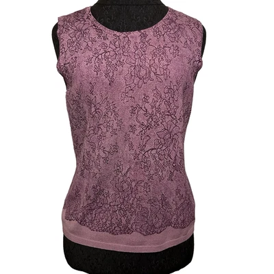 Top Mujer Colección Judith Hart M Rosa Malva Mezcla Seda Tejido Sin Mangas Floral Foto 1 de 4