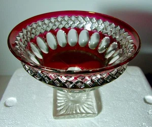Westmoreland Glas Rubinrot Daumenabdruck Standfuß 5,5" Höhe x 7" Breite Süßigkeitenschale - Bild 1 von 2