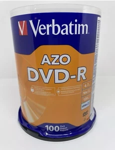 Verbatim DVD-R 4.7GB 16x AZO Recordable Media Disc 100 Disc Spindle - Afbeelding 1 van 2