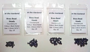 Black Nickel Cyclops Brass Bead Heads in 2.4, 2.8, 3.2 & 3.8mm for Fly Tying - Picture 1 of 5
