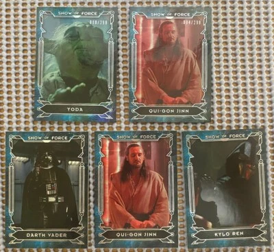 2016 Topps Star Wars Masterwork Show Of Force Insert Set 5 Cards Parallel Yoda - Image 1 of 4