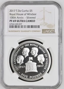 NGC PF69 UC-Tristan Da Cunha 2017 Royal House of Windsor £5 Almost Perfect PF - Picture 1 of 4