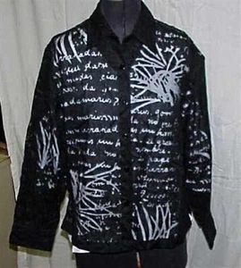 NWOT Mirasol Linen Sheer Long Sleeve Black Button Up Shirt 121752 - Picture 1 of 8