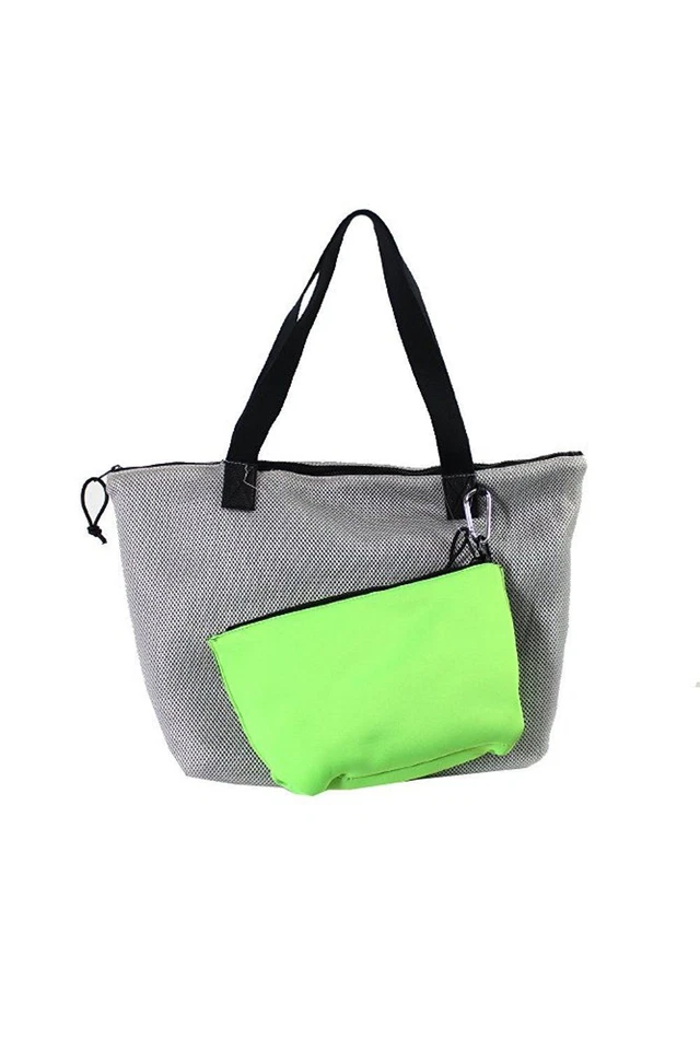 Bolso de Mano Ideology Perforado con Cremallera con Bolsillo Gris Sólido Verde  Foto 1 de 3