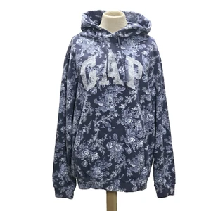 Gap LoveShackFancy Floral Hoodie Logo NWT Pullover Sweatshirt Adult Medium Blue - Picture 1 of 15