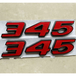 (2pc) Black Red 345 Badge Emblem Fit for MOPAR HEMI Passenger & Driver Side - Picture 1 of 4