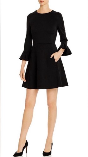 Abito a ponte Kate Spade nero manica a campana con tasche