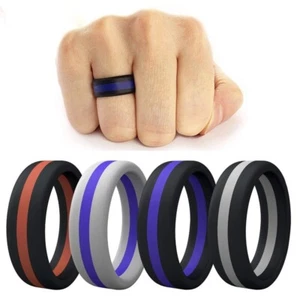 Silicone Wedding Ring Band Rubber Men Women Smooth Flexible Clothes Fashion A921 - Picture 1 of 5