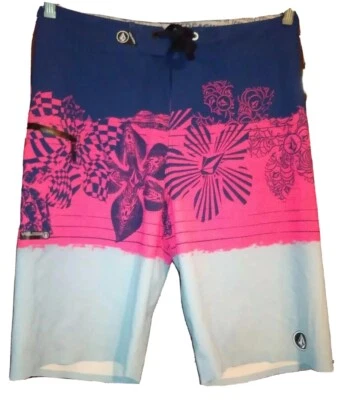 Pantalones cortos de tabla para hombre 30 VOLCOM MOD-TECH 4 vías elásticos de longitud más larga. Ins 11" -EUC- Foto 1 de 4