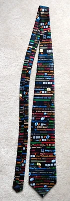 VINTAGE ADDICTION MEN'S TIE INTERNET, COMPUTER-GEEK 3.75" x 56"—NEVER WORN! - Image 1 of 4