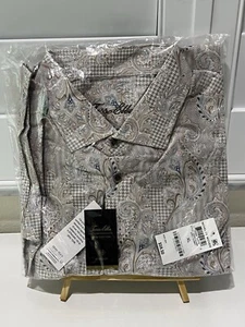 Tasso Elba Mens XL Button Down New 100% Cotton Long Sleeve Stretch Paisley - Picture 1 of 5