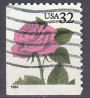 USA gestempelt Selbstkleben Blume Rose rosa Jahrgang 1995 Ecke Eckrand / 11564