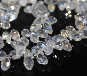 20 FACETTIERTE TROPFEN KRISTALL GLAS ANHÄNGER 13mmx6mm KLAR AB TOP GEBOHRT GLS68 - Bild 1 von 3