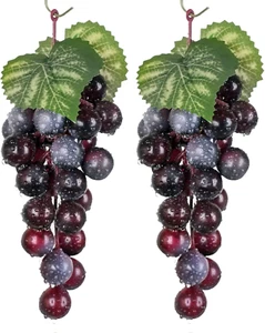 2 Bunches Purple Rubber Grapes Artificial Grape Fake Grapes Lifelike Artificial - Picture 1 of 7
