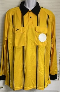 Camisa de árbitro de fútbol estadounidense a rayas manga larga con puntuación para adultos, grande, dorada - Imagen 1 de 4