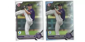 2022 Bowman Draft 1st Edition Gabriel Hughes Sky Blue Foil and BASE ROCKIES - Picture 1 of 1