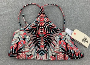 Billa Bong Classic Wave Daze High Neck Bikini Swimsuit Top Womens L Aztec Red - Picture 1 of 11