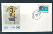 United Nations SC # 327 Flag Series, Paintings  - Fiji - FDC . Unicef