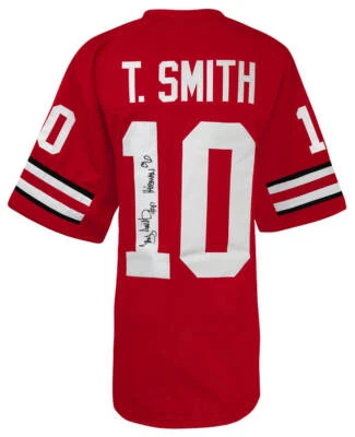 Troy Smith Signed Red Custom College Football Jersey w/Heisman'06 (SCHWARTZ COA) Foto 1 de 3
