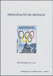 SMT, MONACO, 1994 Olympics imperf souvenir sheet, CV € 230 +++, MNH - Picture 1 of 1