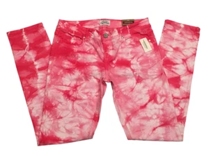 Aeropostale Women's Red/White Tie-Dye Low Rise/Super Skinny Denim Jeans Sz 9/10R - Picture 1 of 10