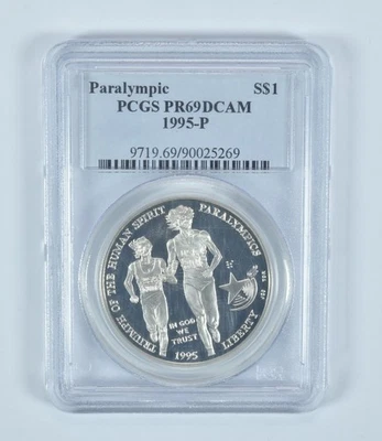 1995-P Paralympic Running Commemorative Dollar PR69 DCAM PCGS Blue Label *4072 - Image 1 of 4