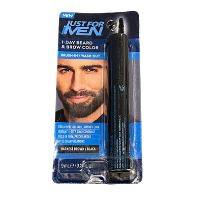 Just For Men 1 Day Beard & Brow Color Darkest Brown/Black Brush-In Wash-Out - Image 1 of 2