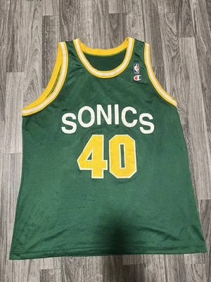 Camiseta deportiva Shawn Kemp 89-90 vintage usada campeón de la NBA Estados Unidos Seattle Supersonics sin etiqueta Foto 1 de 2