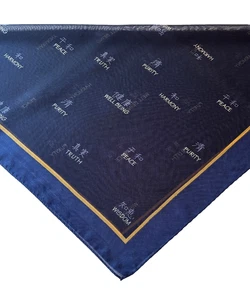 Liz Claiborne Azul Marino Bufanda Monedero Corbata 20" Japonés Paz Armonía Sabiduría Zen Palabras - Imagen 1 de 9