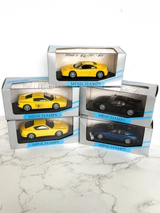  5 Ferrari Models Minichamps 1/43 Scale , yellow and Blue and black  - Picture 1 of 5