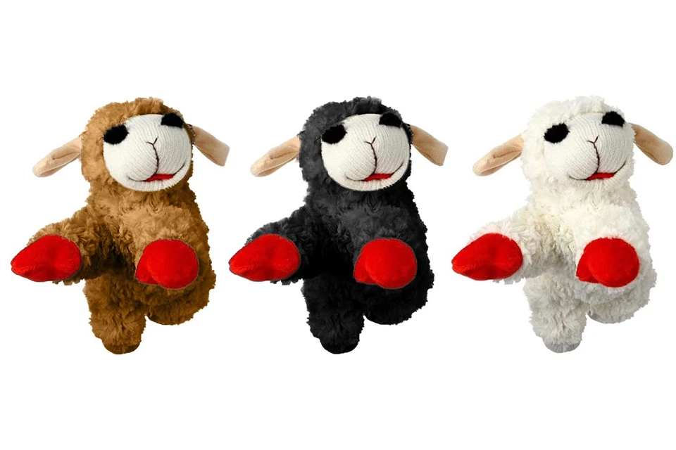 Multipet Mini Lamb Chop 6" Bundle Small Dog Toys | White Black & Brown | Lam...