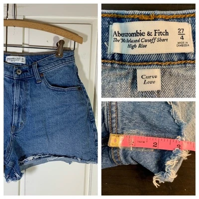 Pantalones Cortos Abercrombie Fitch Años 90 Relajados Corte Alto Denim Mujer 4 Curve Love Foto 1 de 4