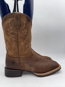 Ariat® Men's Hybrid Rancher Distressed Brown Square Toe Boots Size 8 D - Picture 1 of 7