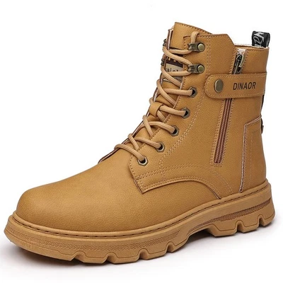 Botines con cordones para hombre, cremallera lateral, suave liso, suela antideslizante trabajo Casu Foto 1 de 4