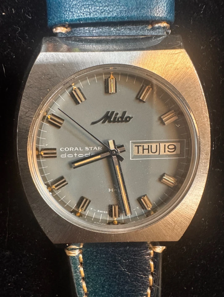 Reloj Automático Vintage Mido Coral Star Datoday Hi-Beat 36000 Pegatina Original Foto 1 de 4
