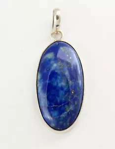 Hermoso Colgante De Lapis Lazuli 925 Plata Joyería Piedra Preciosa Azul Ovalado - Picture 1 of 5