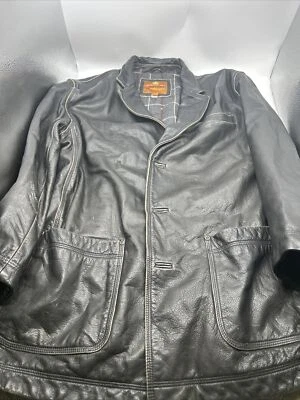 The Territory Ahead Black Leather Jacket flannel Lined mens Size XL - Image 1 of 4